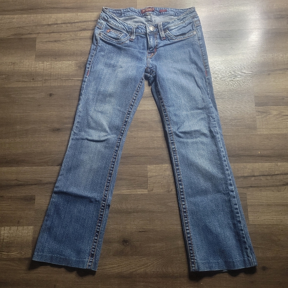 Hot Kiss Y2K Low Rise  Women’s Boot Cut Leg Denim Blue Jeans Size 7/28